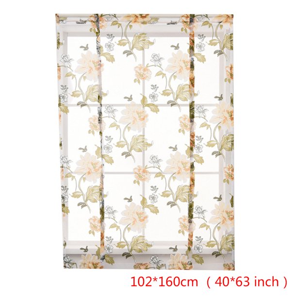 Cortina de ventana romana con flor de peonía transparente para cocina, cenefa, cortinas de gasa semitransparentes, tratamiento de ventana sidaley JJ23234-06