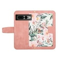 thumbnail image 6 of Allytech for Google Pixel 7 Pro Wallet Case, Premium PU Leather Cards Slots Shoulder Strap Hand Wrist Fashion Floral Pattern Wallet Phone Case for Google Pixel 7 Pro - Pink, 6 of 14
