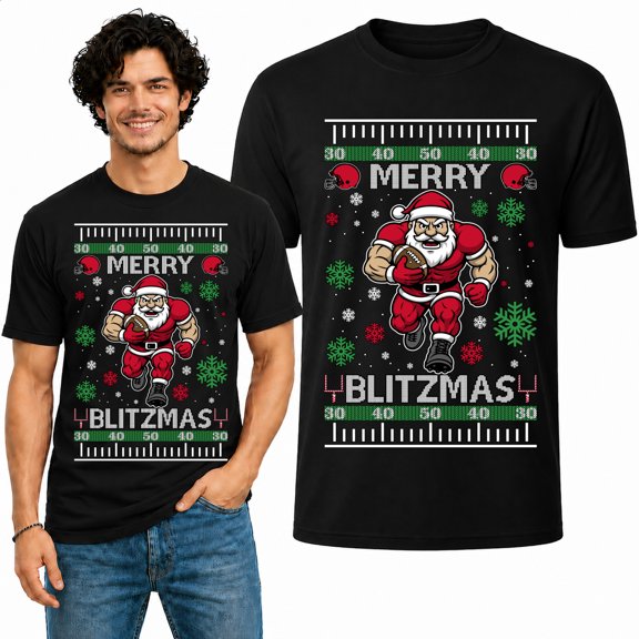 Wild Bobby Merry Blitzmas – Football Christmas Sweater | Ugly Christmas Unisex Men Tee