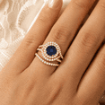 thumbnail image 6 of Mauli Jewels Women’s 1.85 Carat Sapphire and Lab Grown Diamond Bridal Set in 14K Yellow Gold Halo Split Shank Engagement Ring, Gift For Her, 6 of 9