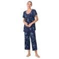 thumbnail image 7 of Aria Women’s Knit Flutter Sleeve Scoop Neck Henley Top and Cropped Pant Sleepwear Pajama Set, Sizes up to 5X, 7 of 7