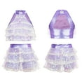 thumbnail image 5 of JanJean Kids Girls 2 Piece Dance Outfits Set Metallic Crop Top with Skirt Modern Jazz Latin Ballroom Lavender 12, 5 of 6