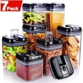 thumbnail image 2 of Contenedores para almacenar alimento,7 plástico sin bpa para almacenamiento de cereales, recipientes apilables para almacenamiento de alimentos secos para la organización de la despensa de la cocina, 2 of 5