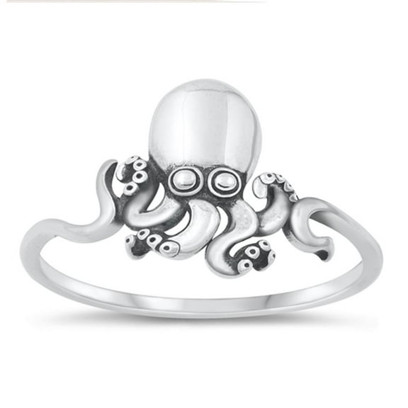 Beautiful Octopus Ring .925 Sterling Silver Ocean Beach Band Jewelry Female Male Unisex Size 5