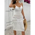 thumbnail image 5 of Women's Beach Essential Crochet Cover-Up Dress - V-Neck Sleeveless Semi-Sheer Knit with Thin Straps & Cut-Out Details, Lightweight Resort Wear for Spring/Summer/Autumn Vacations, Casual Outings, 5 of 6