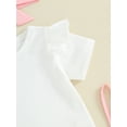 thumbnail image 6 of Bagilaanoe 3Pcs Newborn Baby Girls Overalls Dress Set Short Sleeve Romper Tops + Embroidery Suspender Skirt + Headband 3M 6M 9M 12M 18M Infant Casual Clothes, 6 of 9