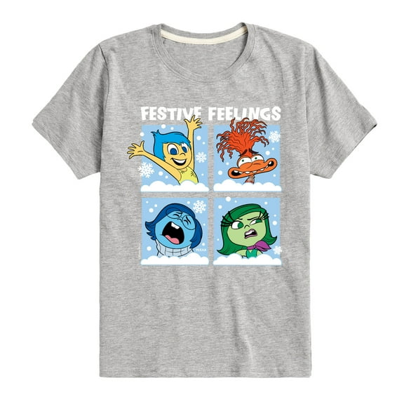Inside Out 2 - Festive Feelings Grid - Boy's Toddler And Youth Short Sleeve Graphic T-Shirt