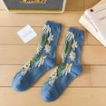 thumbnail image 4 of 5 pares de calcetines de algodón con estampado floral vintage lindos para niñas adolescentes calcetines de encaje con volantes bonitos, 4 of 5