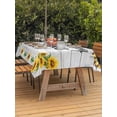 thumbnail image 3 of Outdoor Tablecloth with Umbrella Hole for Patio/Picnic/Party/Camping, Spring Sunflowers Waterproof Table Cloth Rectangle Table Cover Washable, Summer Flowers Bees Wooden Grain (60"x 84"), 3 of 8