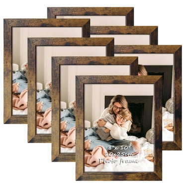 7 Pack 8x10 Picture Frames Set, Brown 8 by 10 Photo Frame for Wall Hanging and Desktop Display