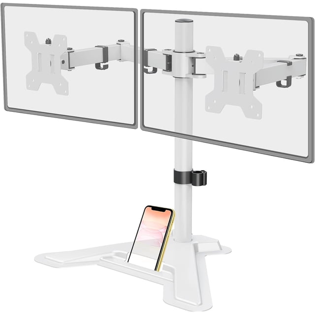 Dual Monitor Stand Standing Full Motion Monitor Desk Mount Fits Screens up to es .lbs with Height Adjustable Swivel Tilt Rotation VESA x x