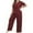 Wine, variant on Uaswgudfs Pajamas for Women Oversizes Pajama Set Long Pants and Top Short Sleeve Silky PJ Soft Loungewear Sleepwear Button Down
