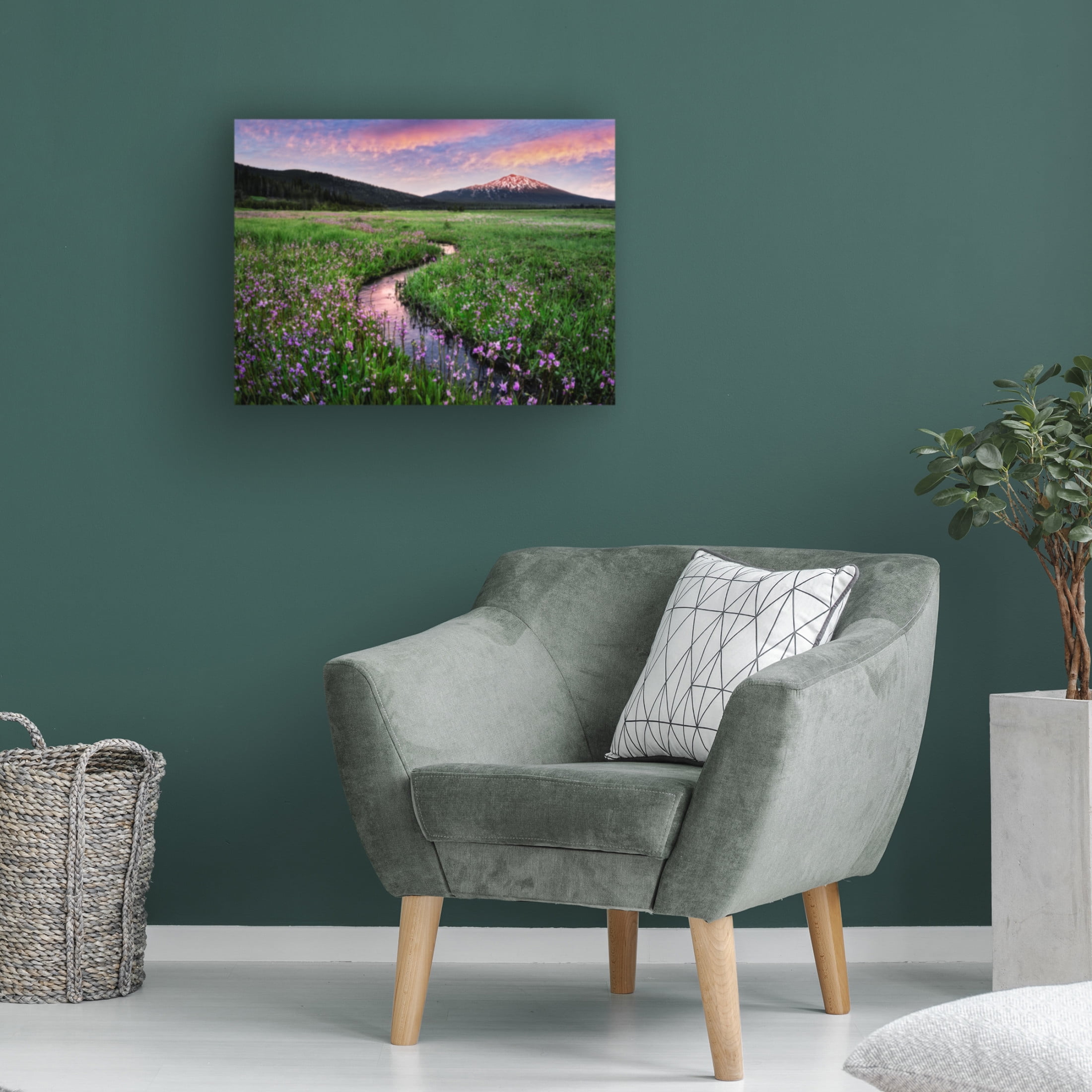 Canvas Wall Art - Dennis Frates 'Sparks Lake Meadow And Mt Bachelor' Wall Art for Living Room, Bedroom, or Office Décor by Trademark Fine Art - 19 x 14 Inches