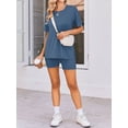 thumbnail image 5 of Weardear Maternity Sets 2 Piece Outfits Drop Shoulder Short Sleeve Split Side Shirts and Biker Shorts Summer Pregnancy Clothes, 5 of 6