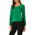 thumbnail image 4 of INSPIRE CHIC Women's Sweetheart Neck Satin Long Sleeve Elegant Casual Work Blouse Top, 4 of 5