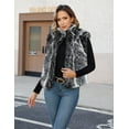 thumbnail image 5 of FIOPHY Womens Faux Fur Vest Stand Collar Sleeveless Open Front Cardigan Top Fuzzy Coats Jacket Fluffy Outwear with Pockets, Black & White,XL, 5 of 8