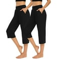 thumbnail image 2 of LAJPXKHY 2pc Yoga Capri Pants for Women Straight Leg Elastic High Waisted Casual Athletic Workout Capris with Pockets, 2 of 7