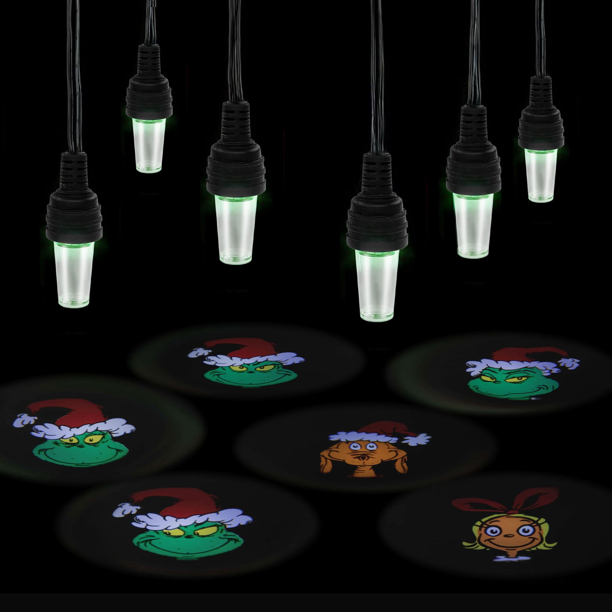 Dr. Seuss Grinch Projector Bulb String Lights, 72‑inch