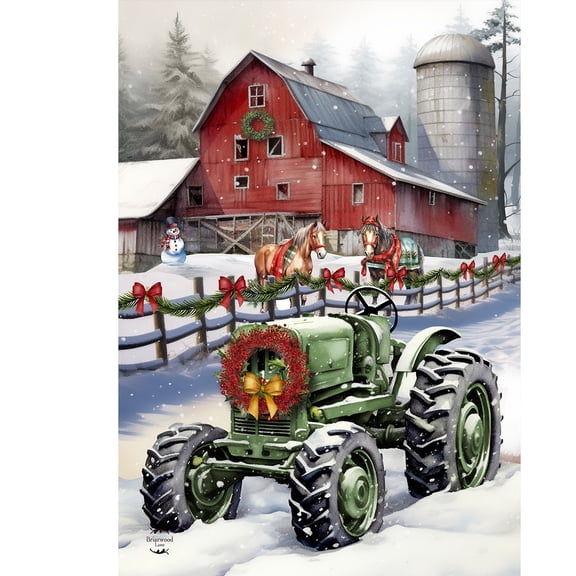 Briarwood Lane Winter House Flag 40x28 For Outdoor Farm Christmas For Christmas House Flag