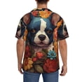 thumbnail image 3 of Fotbe Cute Colorful Flower French Bulldog Camisa Estampada de Manga Corta para Hombre, Casual de Verano, Estilo Playero, Sin Arrugas-X-Large, 3 of 5