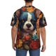 thumbnail image 3 of Balery Cute Colorful Flower French Bulldog Camisa Casual de Manga Corta con Botones para Hombre, Texturizada, Estilo Cubano, para Playa, Verano-Medium, 3 of 5