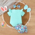 thumbnail image 4 of Coerni New Born Baby Girl Easter Outfit Bunny Clothes Romper+Bloomers Tutu Skirt+Headband Set First Princess Outfit Vintage Clothing, 4 of 9