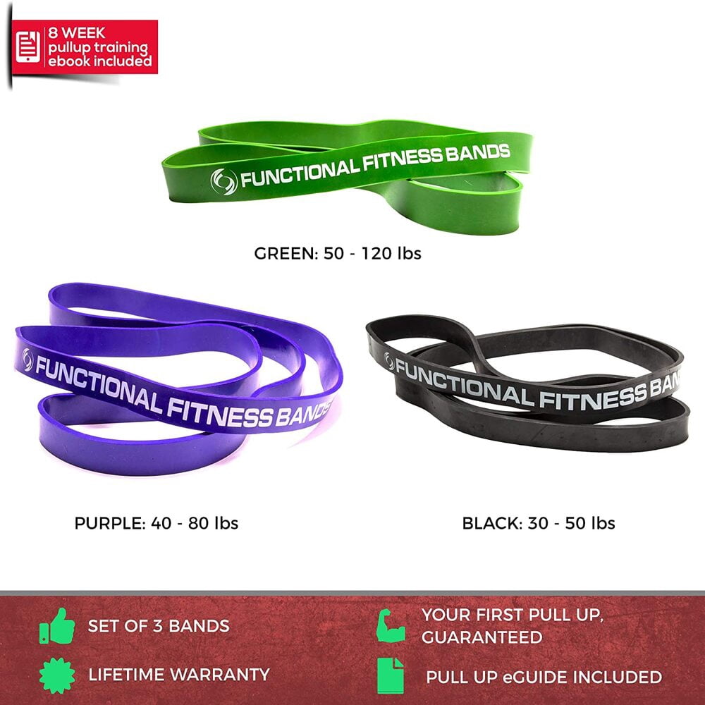 Functional Fitness Bands Pull Up Assistance Band Set of 3 Workout Bands