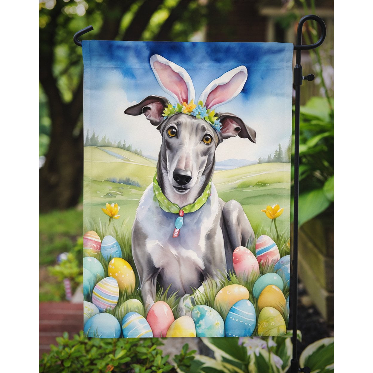 Greyhound Easter Egg Hunt Garden Flag 11.25 in x 15.5 in