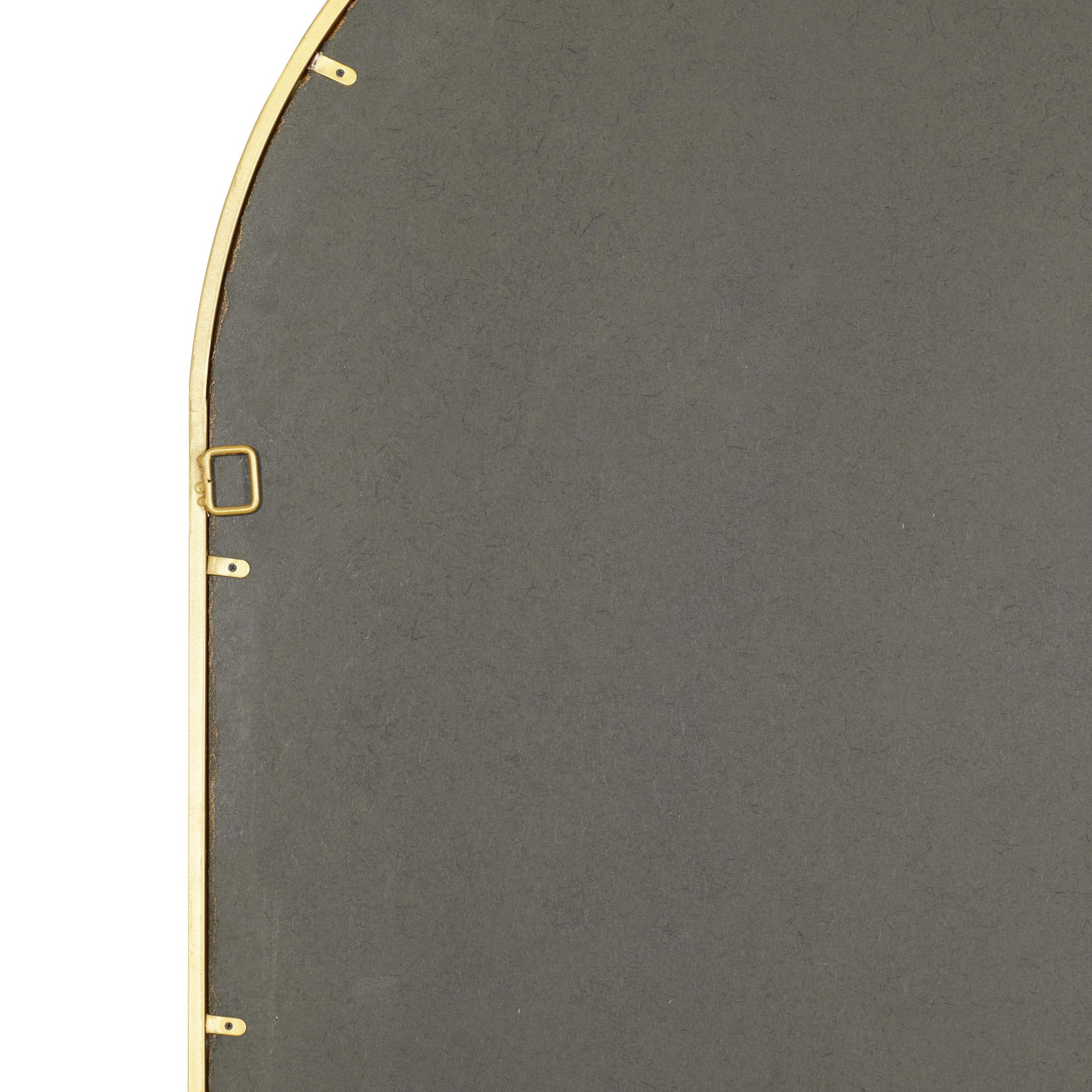 DecMode Gold Metal Arched Window Pane Room Wall Mirror with Arched Top, 32" x 1" x 60"