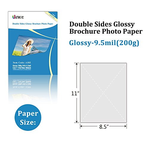 Double Sided Glossy Photo Paper 200 Sheets Uinkit 8.5x11 Inches 9.5Mil...