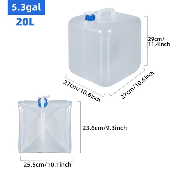 Gallon Collapsible Water Container with Storage Bags, Foldable Cube Water Jugs Portable Water Storage for Outdoors Camping Hiking-20L/5.3Gallon
