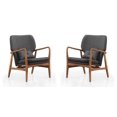 thumbnail image 1 of Manhattan Comfort Chaise d'Appoint en Toile de Lin et Noyer (Lot de 2), 1 of 2