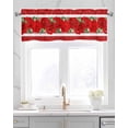 thumbnail image 2 of Red Floral Valentines Linen Curtain Valance for Bedroom/Bathroom/Kitchen/Office/Living/Dining Room Window,Spring Flowers Botanical Rod Pocket Topper Decorative Cafe Drapes Panel 42"x18", 2 of 6