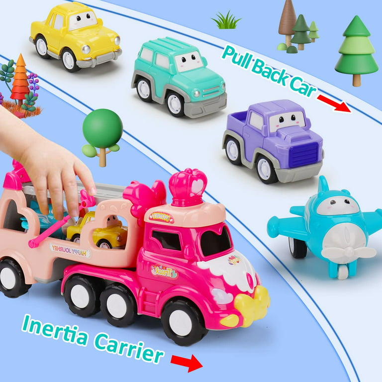 Mini Back Pull Toy Cars Funny Kids Model Car Gifts for Boys Girls (Pink)