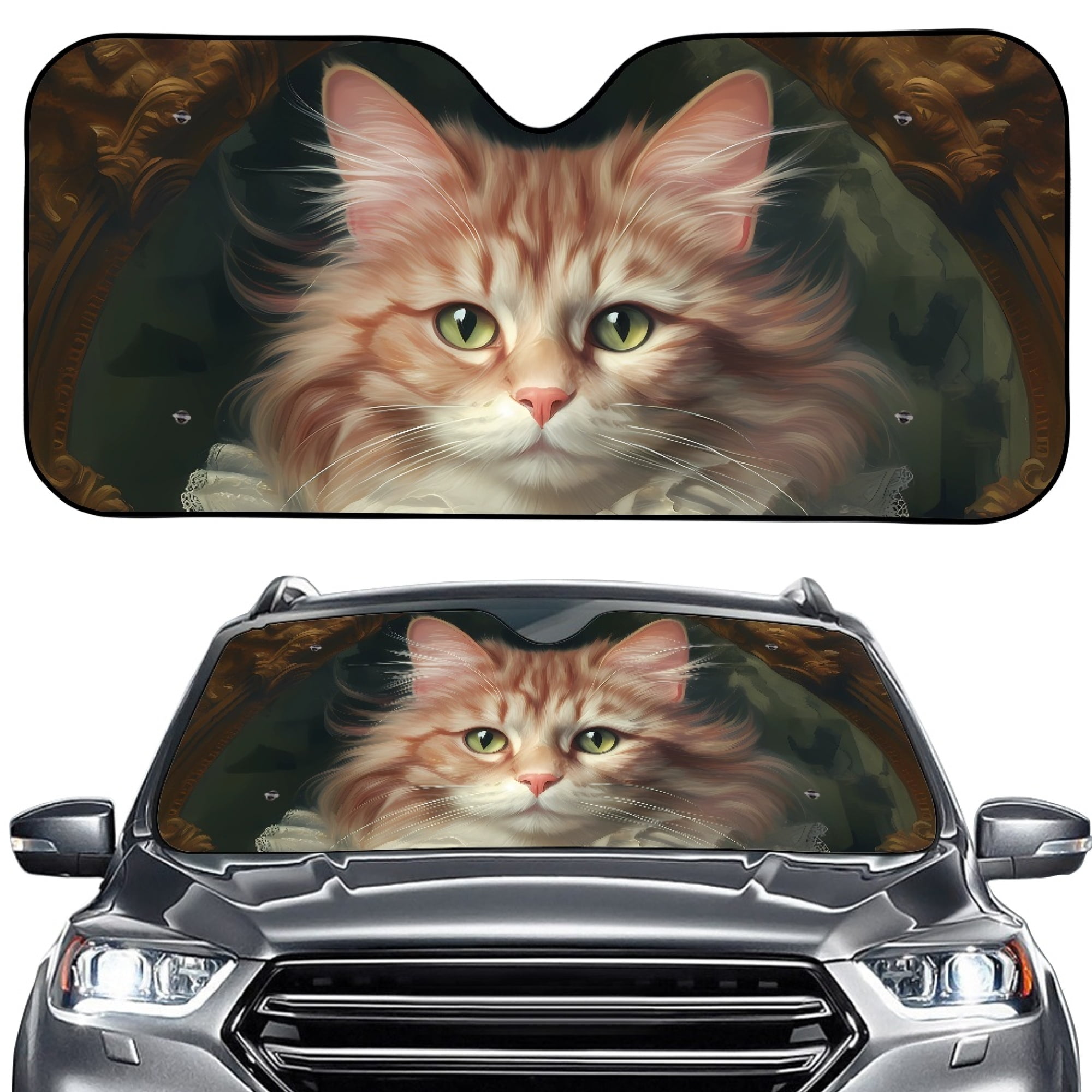 NYZNIA Cute Cat Car Windshield Shades for Front Window,Folding Sun ...