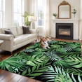 thumbnail image 2 of Green Tropical Botanical Area Rugs 5'x8', Washable Small Throw Rugs for Classroom Bedroom, Summer Monstera Palm Leaves Black Indoor Outdoor Rug Non-Slip Low Pile Carpet Runner Reversible Floor Mats, 2 of 8