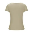 thumbnail image 4 of AherBiu Going out Tops for Women Ribble Knit Square Neck Low Cut Sexy Shirts Slim Short Sleeve Blouse, 4 of 5