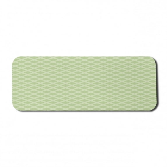 Geometric Computer Mouse Pad, Pastel Monochrome Traditional Style Quatrefoil Shapes in Continuous Pattern, Rectangle Non-Slip Rubber Mousepad Large, 31" x 12" Gaming Size, Pastel Green, by Ambesonne