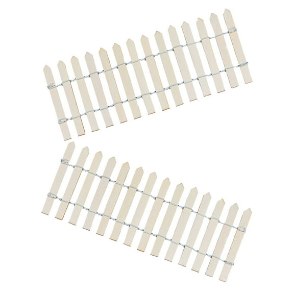 FUTUREORYY 2Pcs Miniature Fence Garden Edger Border Diy Wood Picket Fence 10.6*3.3*0.2in