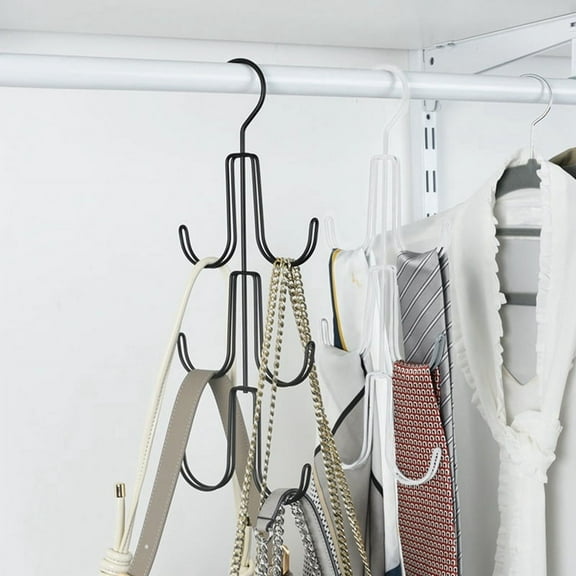 Black Handbag Storage Hanger Metal Rotatable Hook for Organizing and Storing Multifunctional Bag Tie Holder