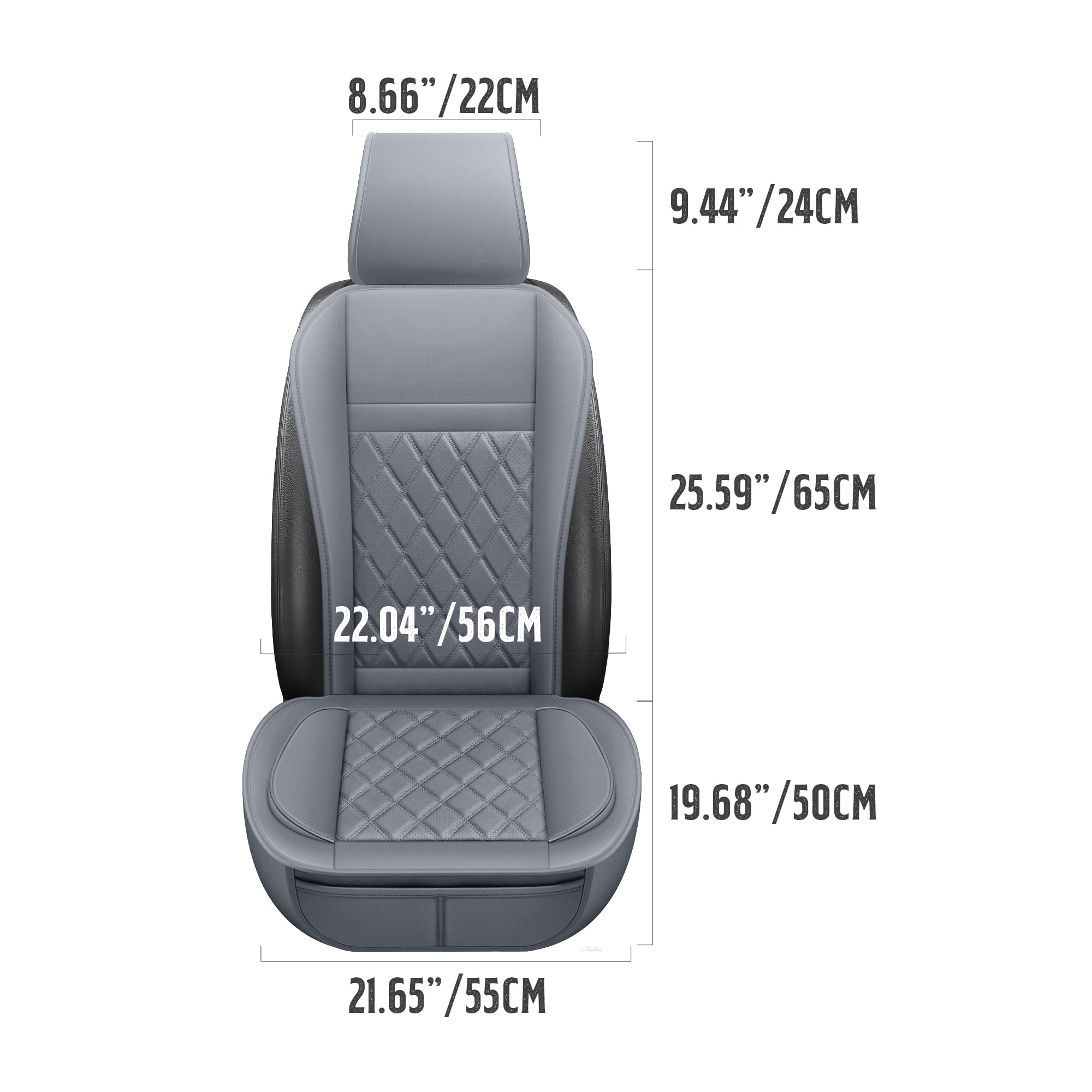 Universal Front Car Seat Covers for 2 Seats, Elegant Gray Design, Full Surround Protection for Cars SUVs Trucks, Waterproof Anti-Wear Front Seat Protector Set