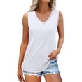thumbnail image 2 of Bovemsi Tank Tops for Women Summer Trendy V Neck Tops Shiny Trim Loose Fit Casual Sleeveless Shirts Fashion 2025, White Women's Summer Tank Tops, XL, 2 of 9