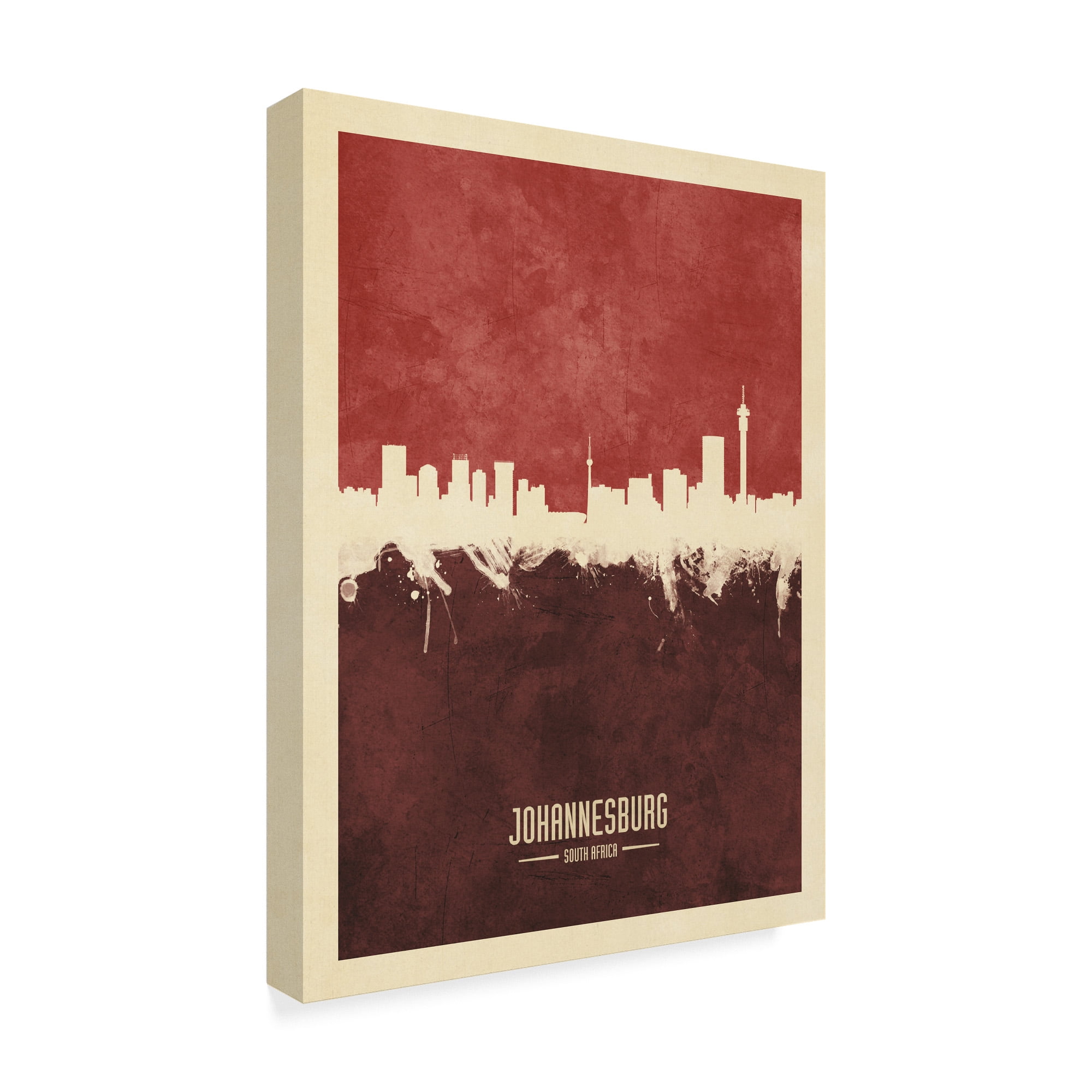 Trademark Fine Art 'Johannesburg South Africa Skyline Red II' Canvas Art by Michael Tompsett