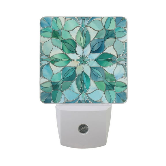 Stained Glass Flower LED Night Light Dusk to Dawn Sensor 2 Pack Plug-in Soft Light Nightlights for Bedroom Bathroom Nursery Hallway Kitchen