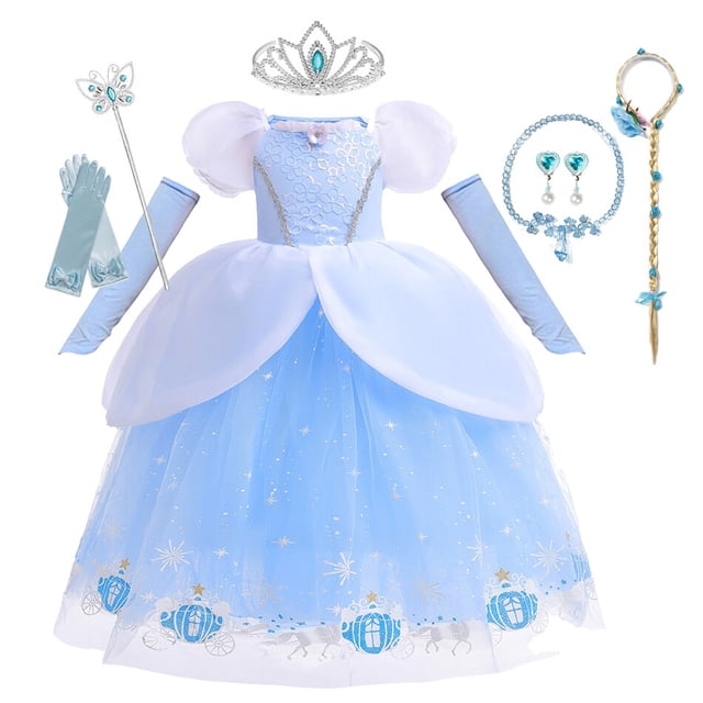 Vestido de princesa de Disney, disfraz de Cenicienta, disfraz de fiesta de cumpleaños, Vestidios, ropa para niñas, vestidos de noche de carnaval, 9-10T (etiqueta 150) Gao Jinjia LED