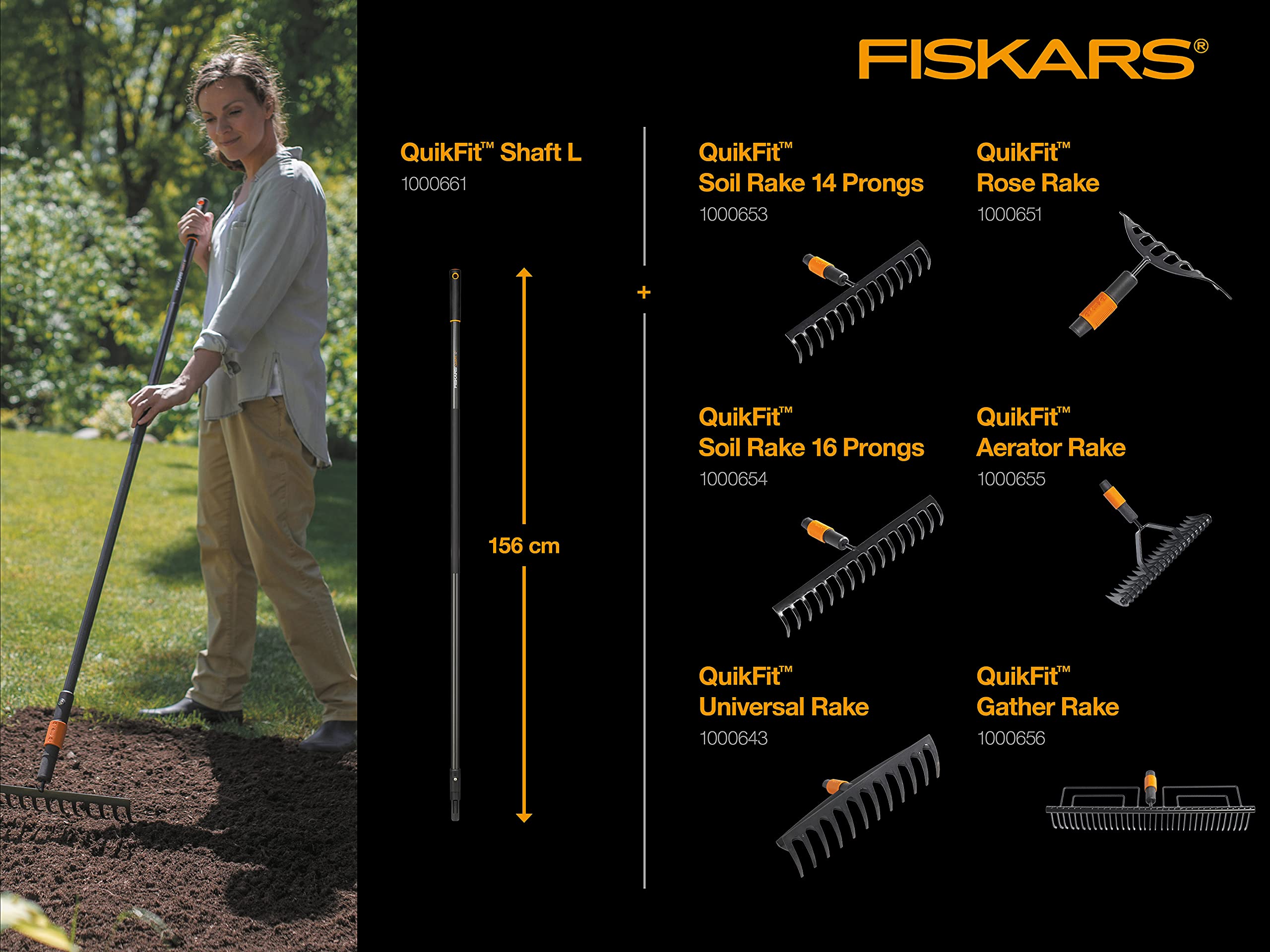 Fiskars 135512 QuikFit 16-Prong Soil Rake - Walmart.com