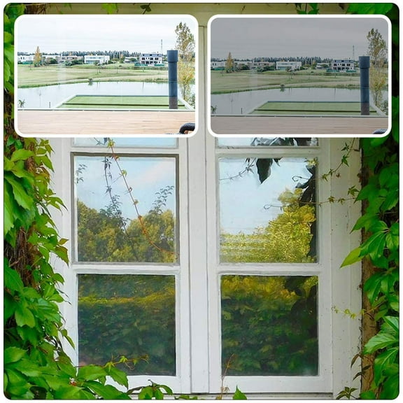WHAMVOX Silver Privacy Window Film for with High Efficiency Heat Insulation UV Blocking Easy to Install 2pcs