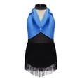 thumbnail image 5 of Doomiva Girls Sparkly Latin Dance Dress Sequin Sleeveless Fringe Tassel Color Block Cha Cha Jazz Dance Dress for Performance Royal Blue 8, 5 of 7