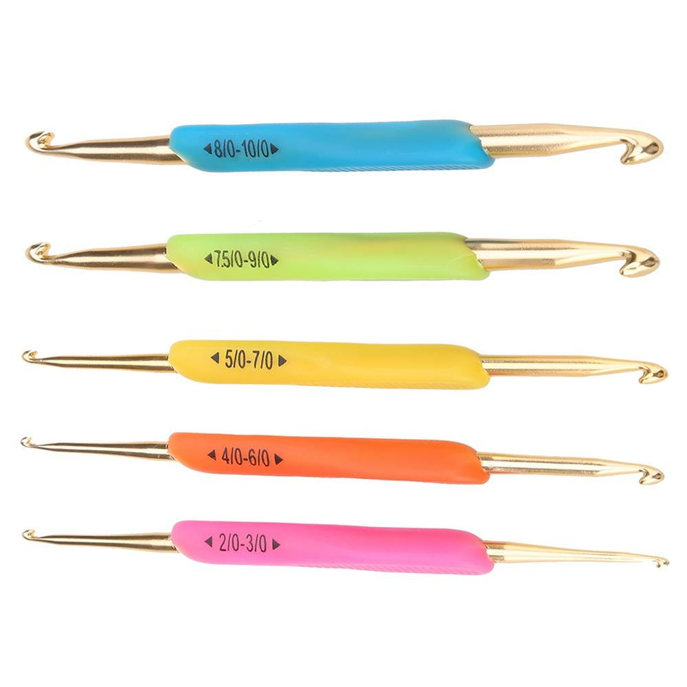 LYUMO Double Hook Crochet Hook Set TPR Soft Rubber Handle Aluminum