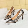 thumbnail image 3 of Nuevo estilo, tacones altos sexis finos para banquetes para mujer, tacones puntiagudos de metal, bombas súper clásicas, zapatos de novia altos de lujo para boda para mujer, 3 of 5